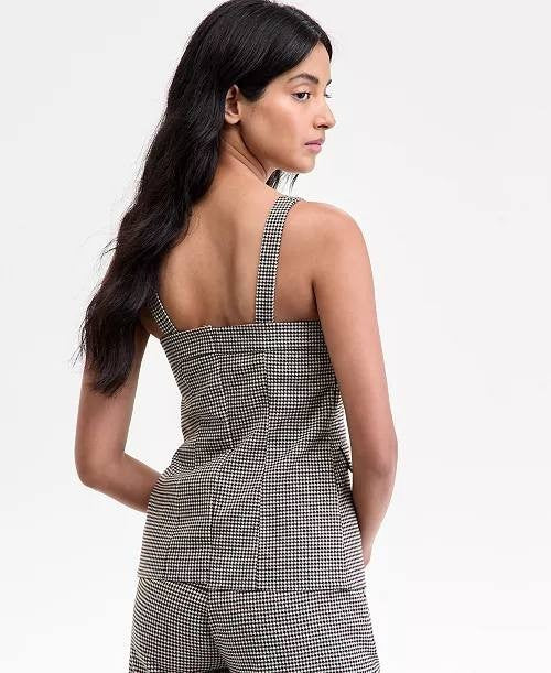 Anne Klein Square-Neck Button-Front Vest Black/White 2 NWT $129