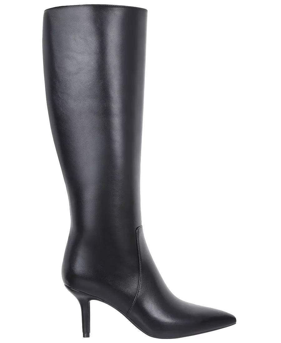 INC Mckennaa Boots 7W Black Beauty Pointy Toe Stiletto Knee‑High NIB msrp$99.90