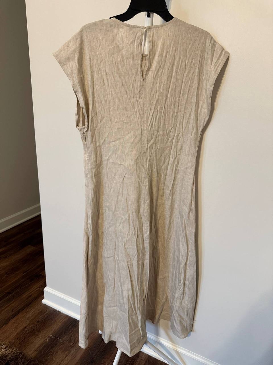 Calvin Klein Linen‑Blend Dolman‑Sleeve Midi Dress -Beige– Size M – NWT – $149