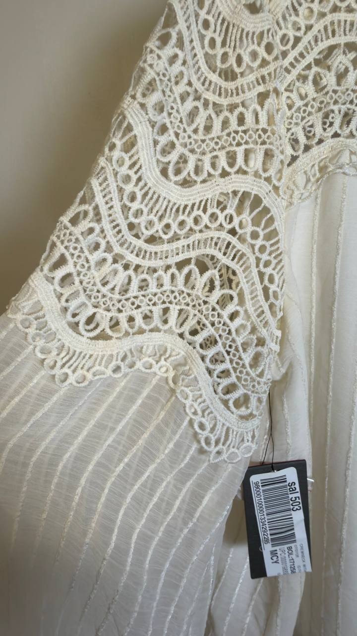Vince Camuto Women’s V‑Neck Long Sleeve Button Blouse New Ivory L NWT $109