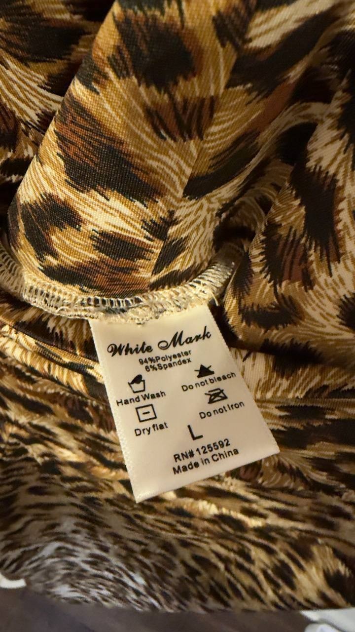 White Mark Women’s Cheetah Printed Palazzo Pants Brown Cheetah L NWOT $58