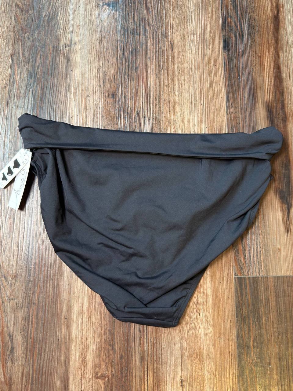 Anne Cole Convertible High Waist Shirred Swim Bottom Black L NWT $56