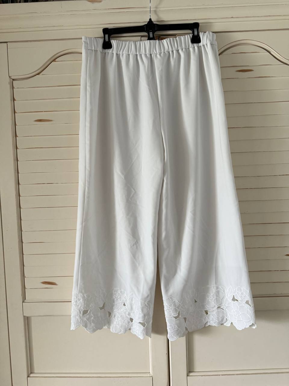 Karl Lagerfeld Flora Cropped Pants White 12 New With Tags Wide-Leg NWT