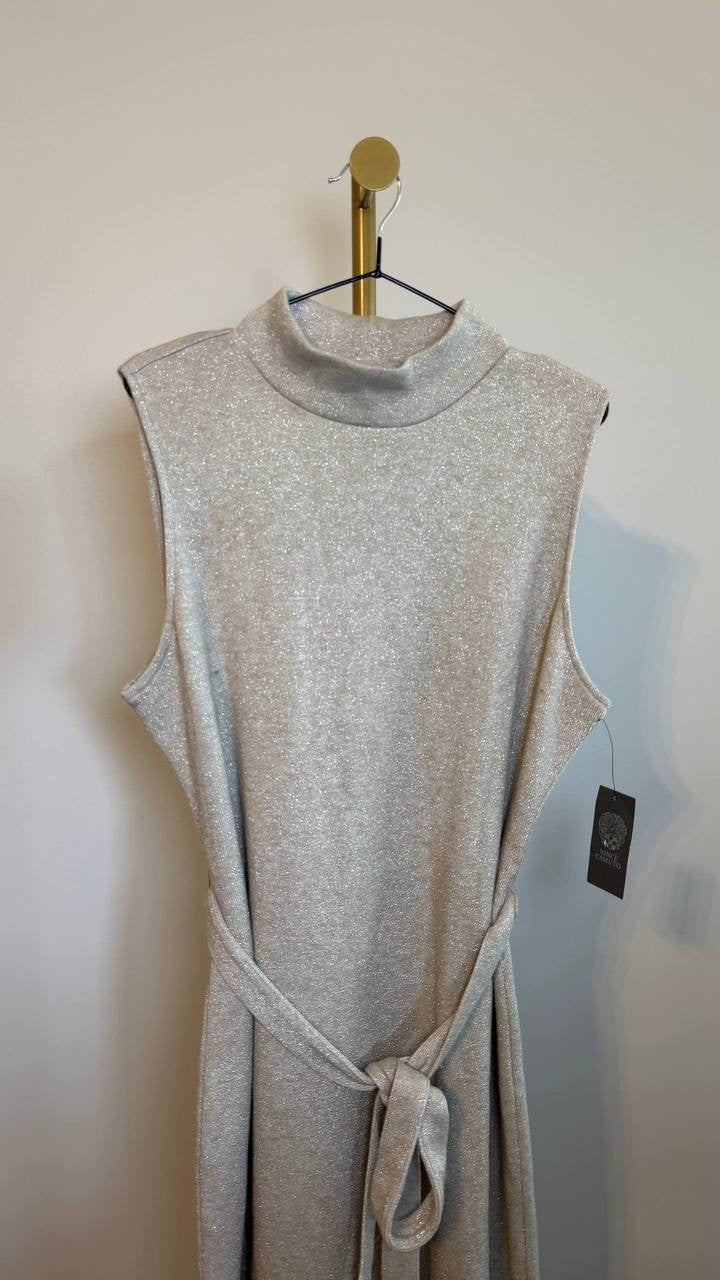 Vince Camuto Tie Waist Sweater Midi Dress Beige Sleeveless SizeXL NWT$99(a snag)