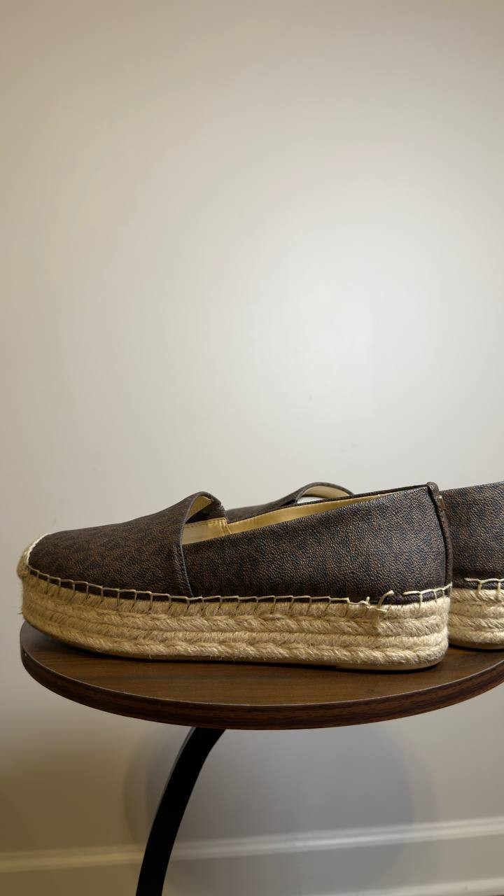 Michael Michael Kors Espadrille Flats Brown Logo 9.5 M New $99.50