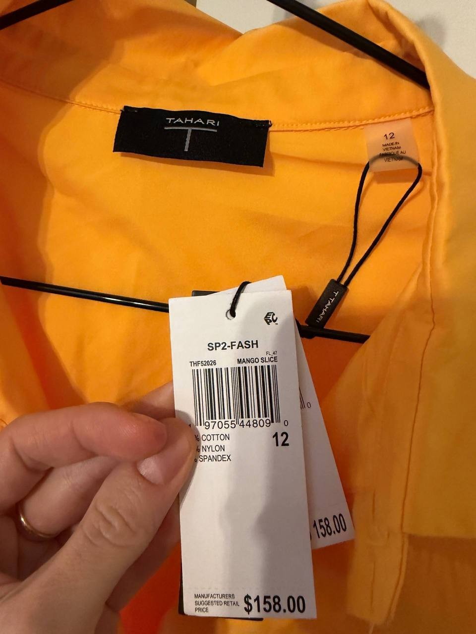 T Tahari Spread‑Collar Button‑Front Midi Dress Mango Slice Size 12 NWT msrp $158