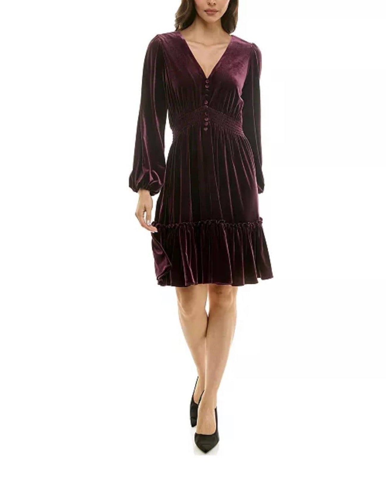 Taylor Velvet V‑Neck Smocked‑Waist Dress NWT Sizes 6/8/16 – Holiday Party Velvet