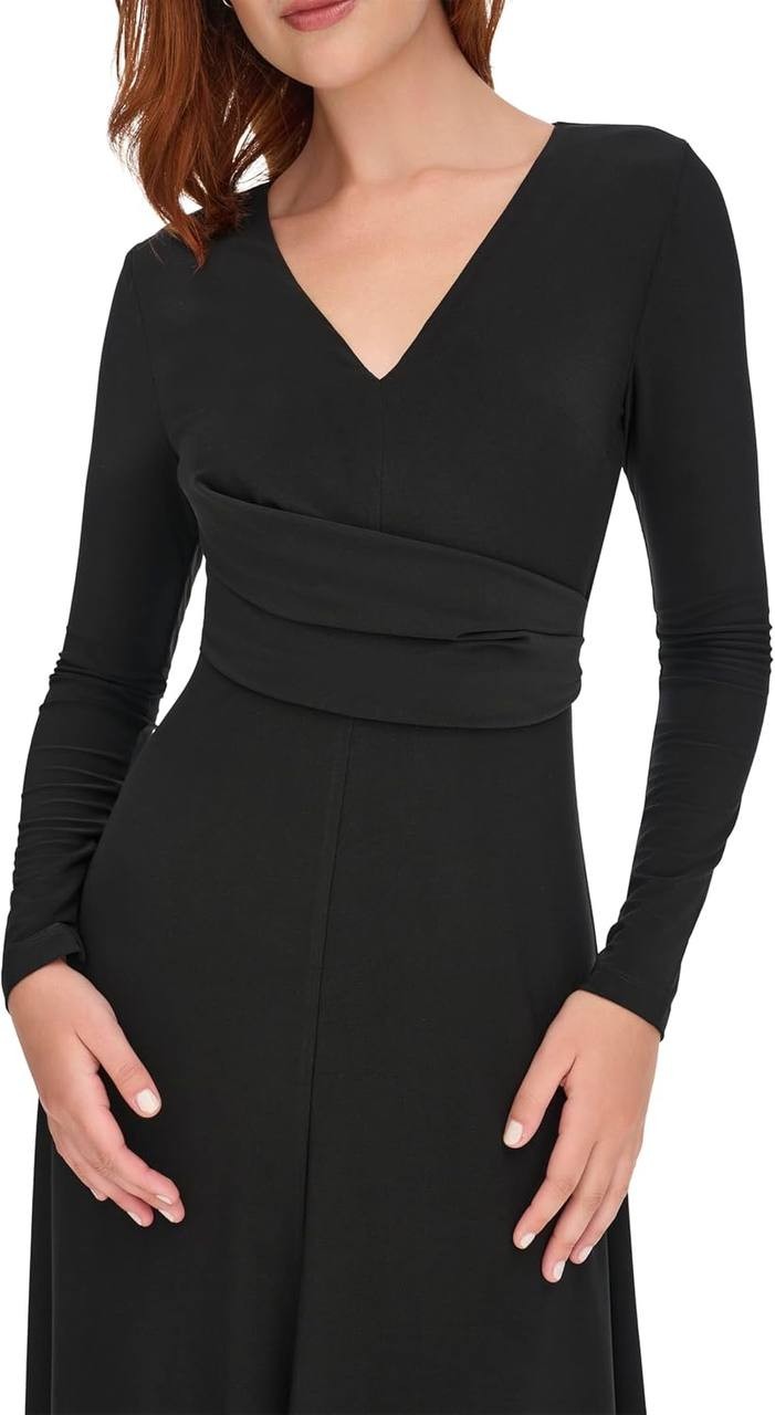 Tommy Hilfiger Short‑Sleeve V‑Neck Dress – Sizes 6 & 8 – NWT – Black – $99