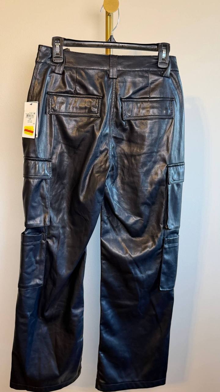 Guess Kori High-Rise Faux-Leather Cargo Pants Dare Ocean Sx29 NWT $148