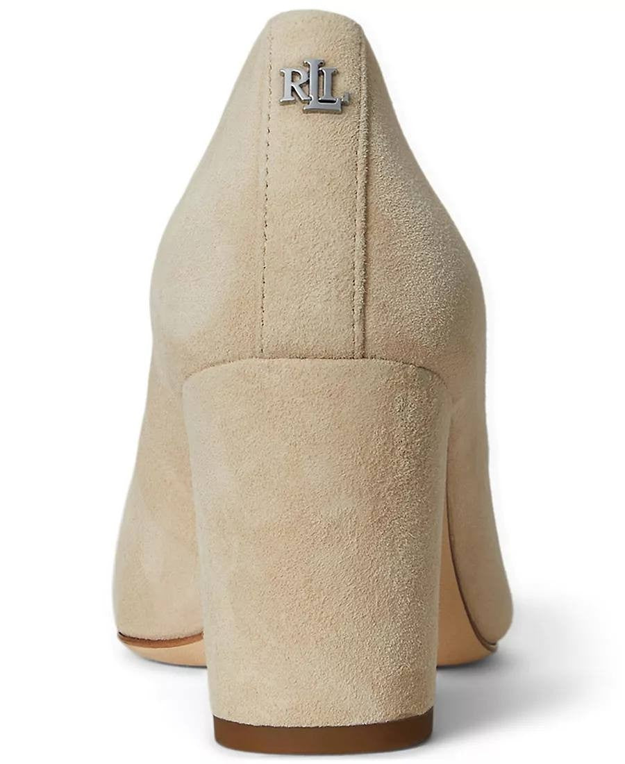 Lauren Ralph Lauren Lanette Pumps 8B Beige Leather Block Heel NewInBox msrp$155