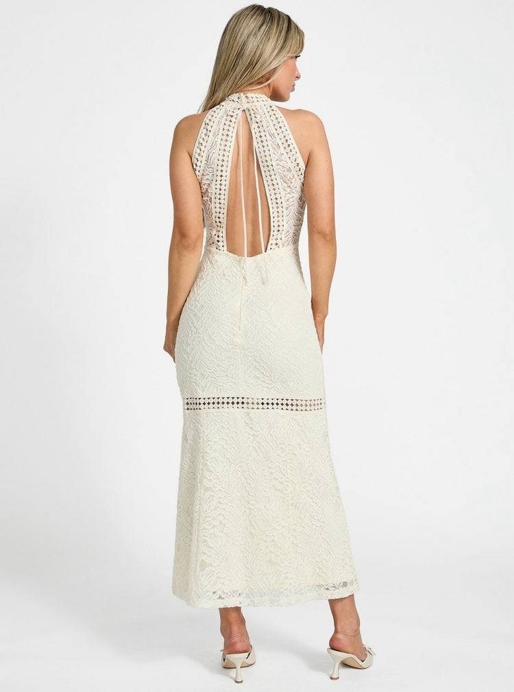 Guess White Liza Lace Maxi Dress Cream White Mult Size M NWT $178