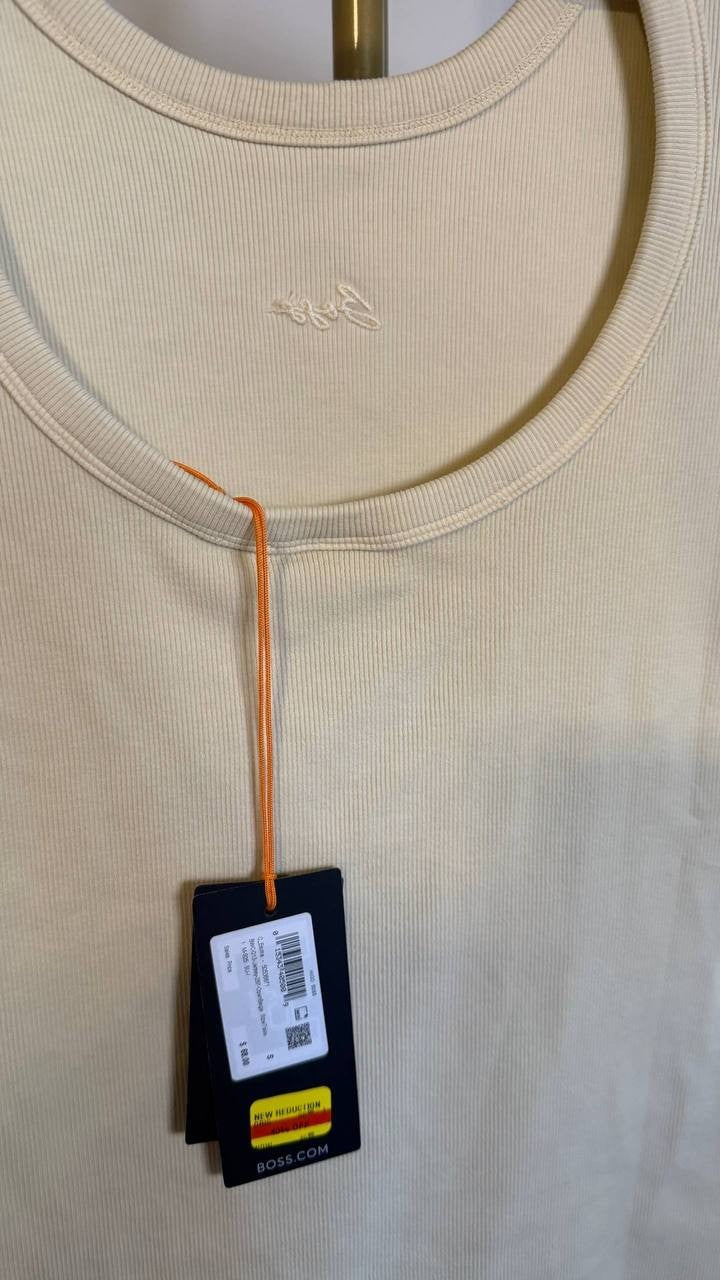 BOSS Women’s ESIMA Print T-Shirt Open Beige S $68 NWT