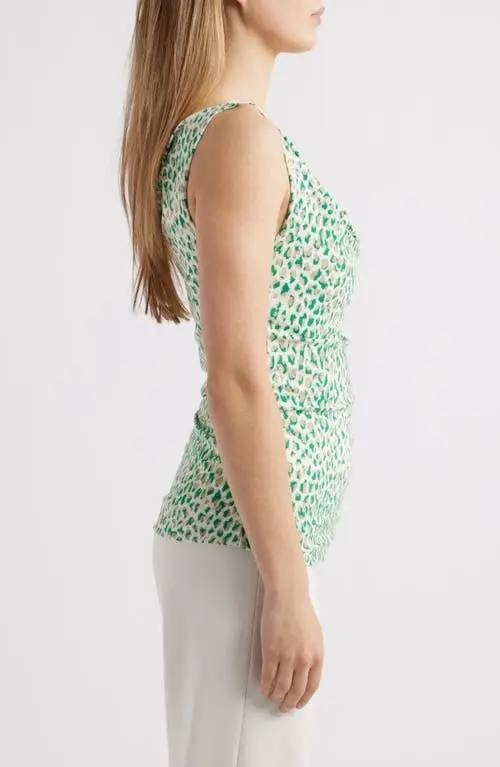 Anne Klein Animal Spot Cowl Neck Tank Tropical Multi XL NWT $69