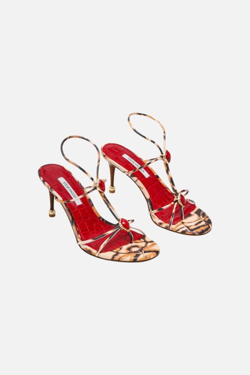 Steve  Madden   Heeled  Sandals  Red/Brown   8M  New  With Box  $130