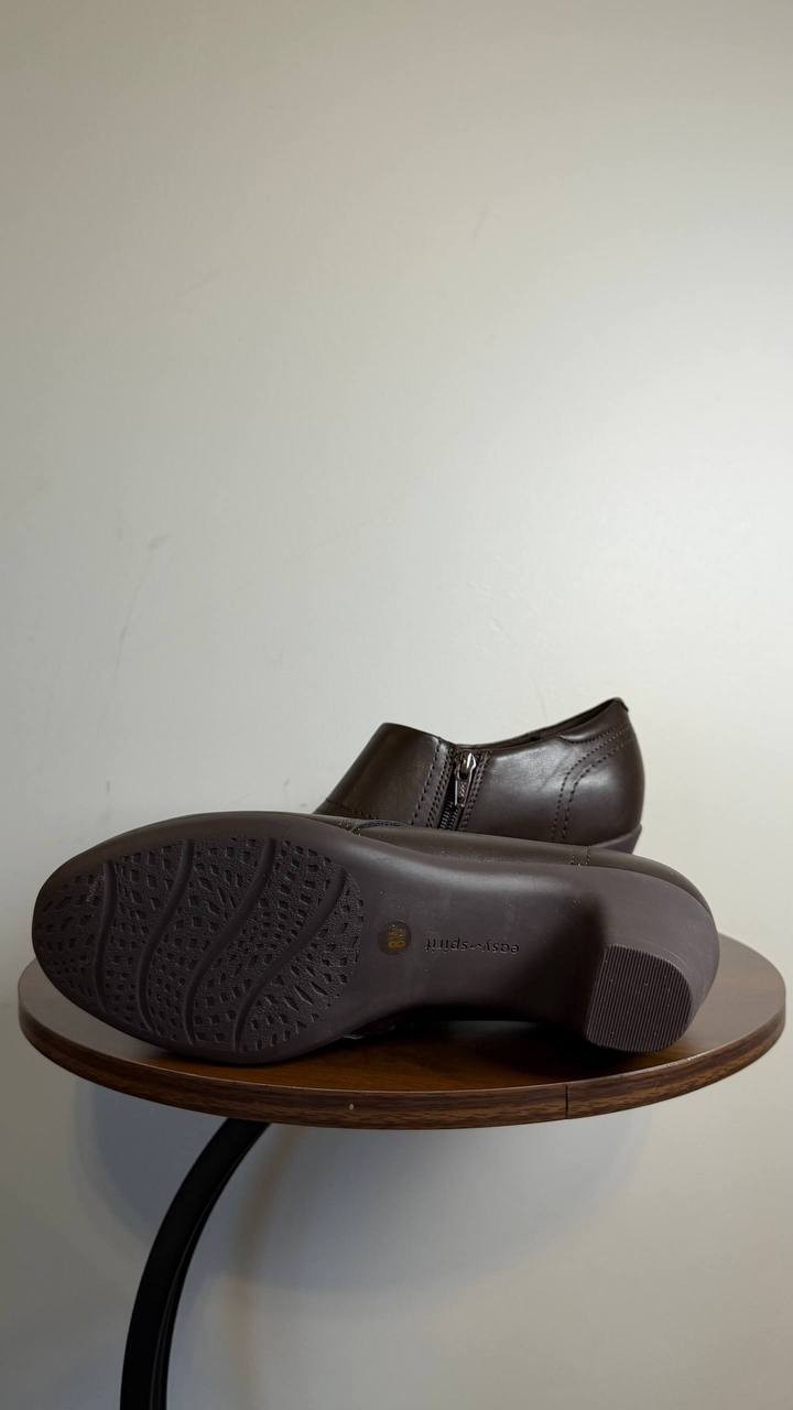 Easy Spirit Caine Booties 9.5M Dark Brown Side‑Zip Round Toe NIB msrp$95