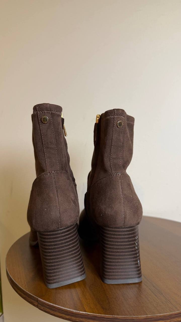 Anne Klein Paidge Bootie Dark Brown 8M Fabric Sock Fit Booties NWB MSRP $109