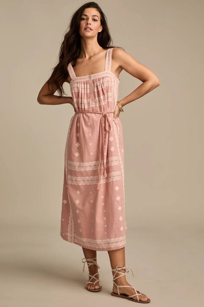 Lucky Brand Belted Henley Midi Dress – Peach – Size M/M – NWT – $129