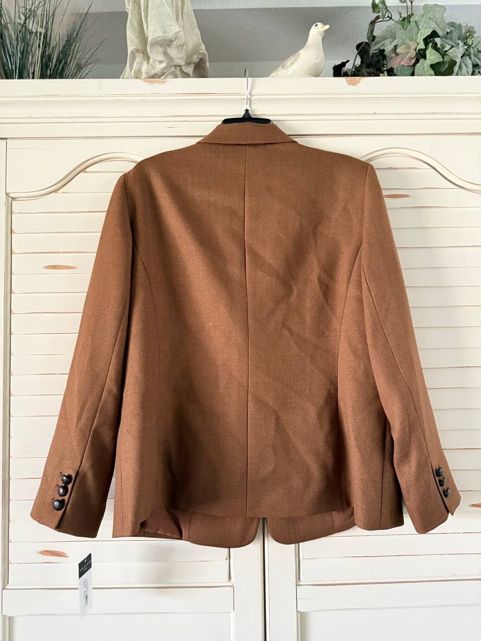 Tahari ASL Peak-Lapel Blazer – Size 18 – NWT – Saddle Brown One-Button Long Slee