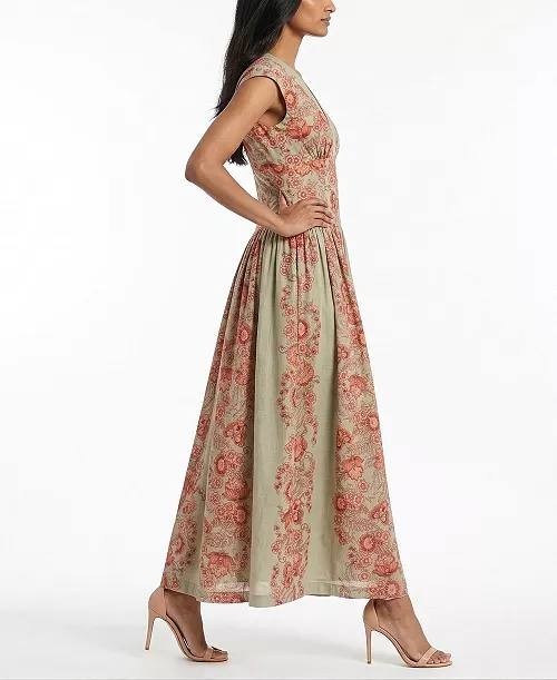 Taylor Women’s V‑Neck Floral A‑Line Dress Sage Coral 12 NWT $129