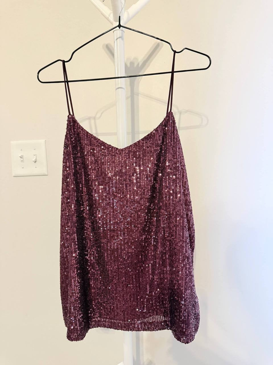Anne Klein Sparkling Purple Sequin Camisole – Size L – NWT – $69
