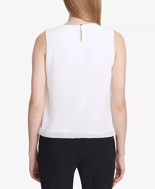 Calvin Klein Women’s Sleeveless Pleated Blouse White S NWT $69