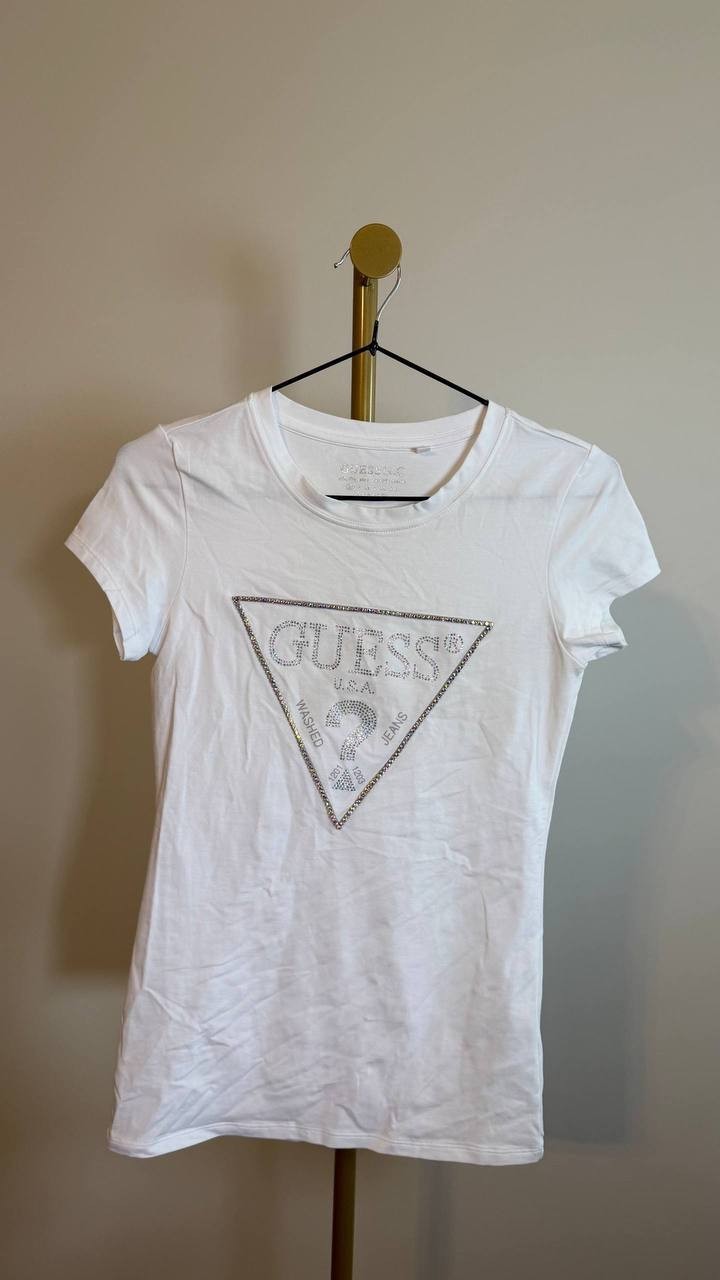 Guess Eco Short Sleeve T-Shirt White Crew Neck Casual Size XS Preowned