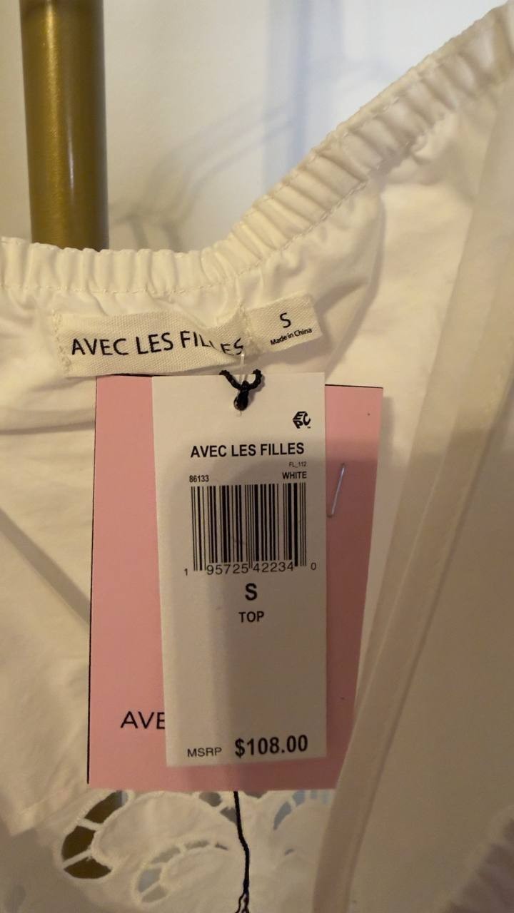 Avec Les Filles Eyelet Embroidered Bandeau Top White S NWT $108