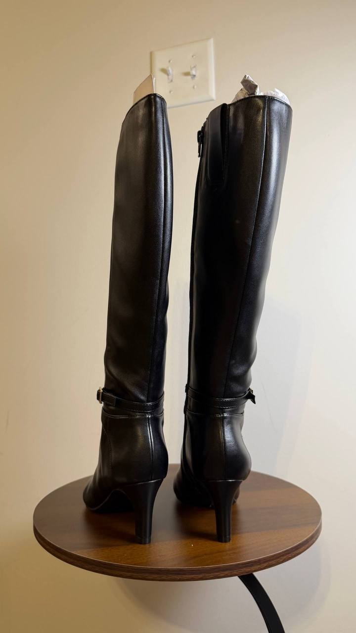 LifeStride Guild Boots Size 5M Black Fabric Knee‑High Almond Toe NIB msrp$129