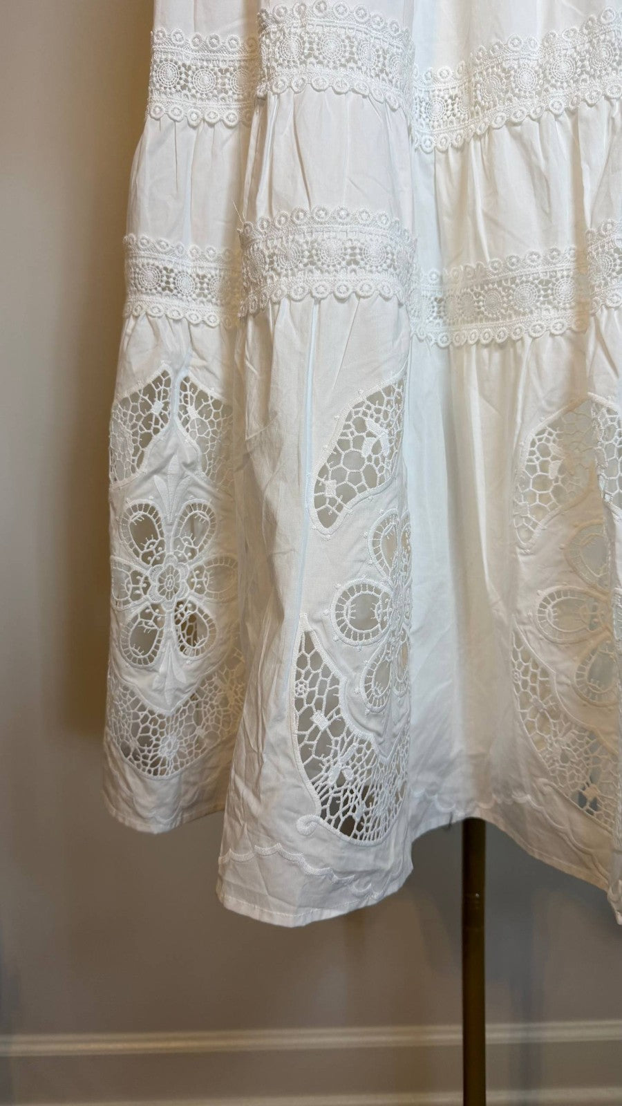 T Tahari Women’s Embroidered Maxi Skirt White Cotton $118 NWT
