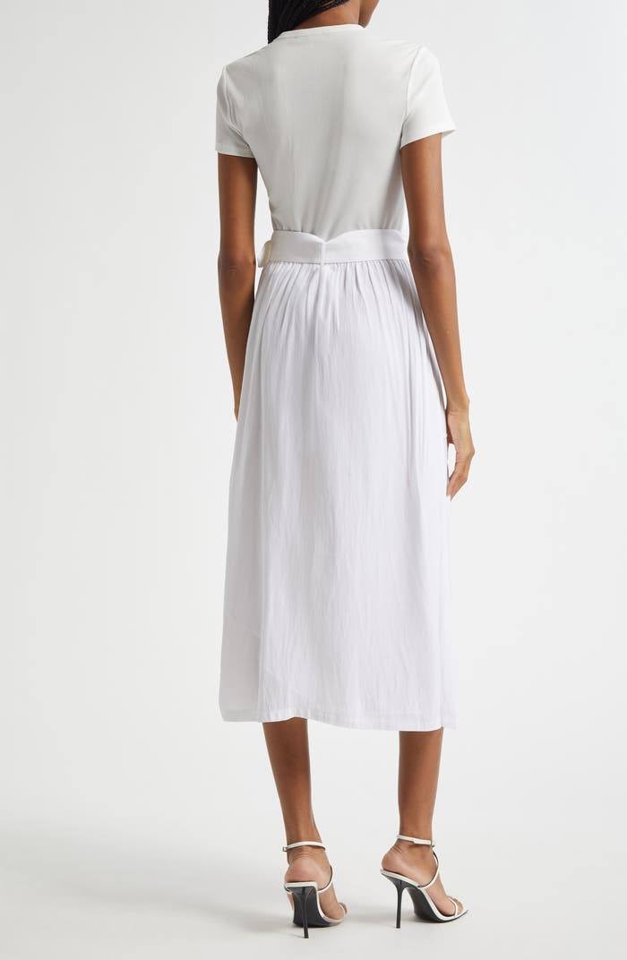 Ramy Brook Sylvie Cotton-Blend Midi Dress Ivory Size S with Belt Pockets