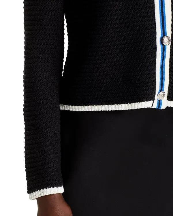 Tahari Long Sleeve Button-Up Cardigan XL Black.White NWT $98