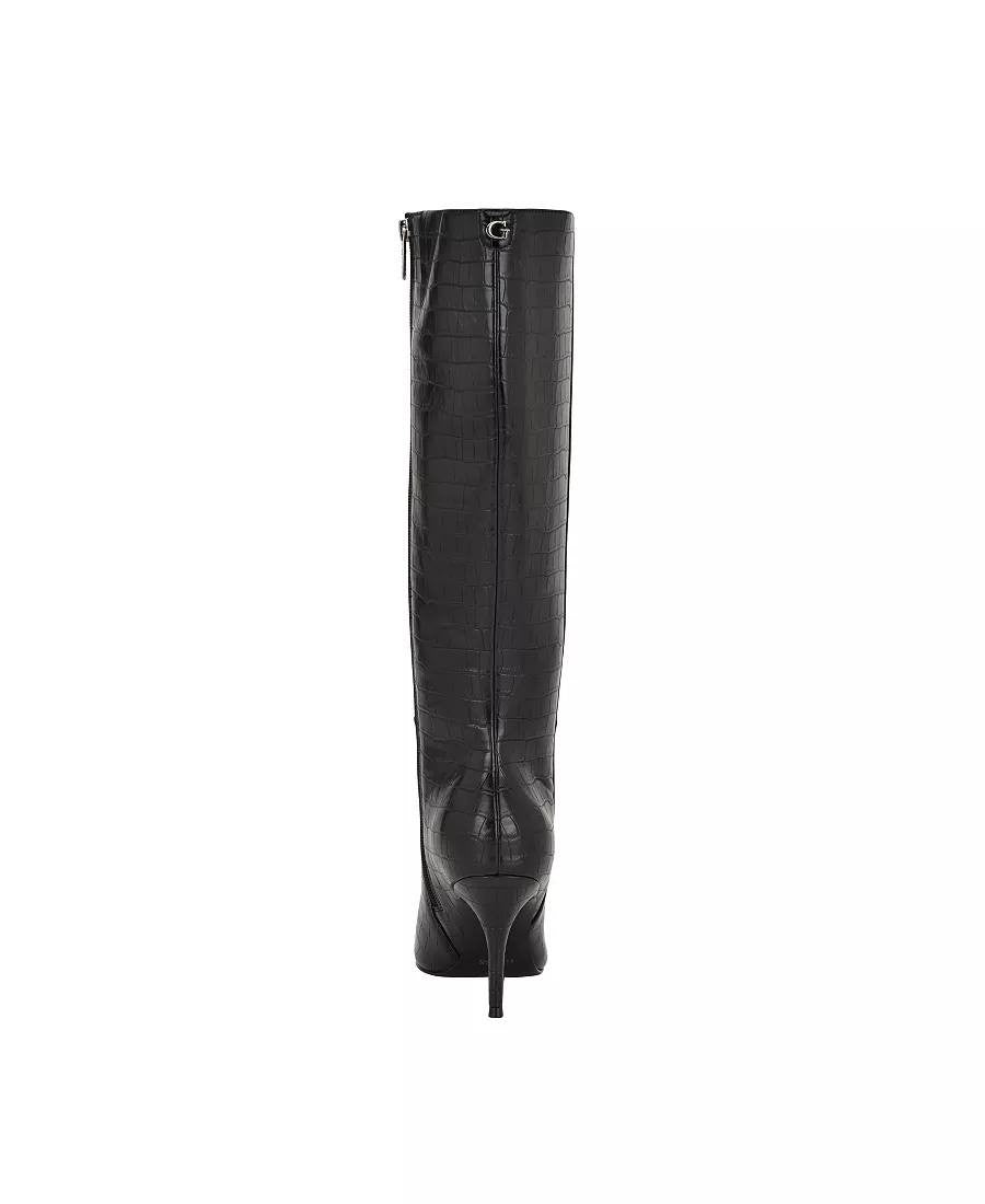 Guess Gressa Boots 7.5M Black Man‑Made Tall Pointed Toe Stiletto NIB msrp$179
