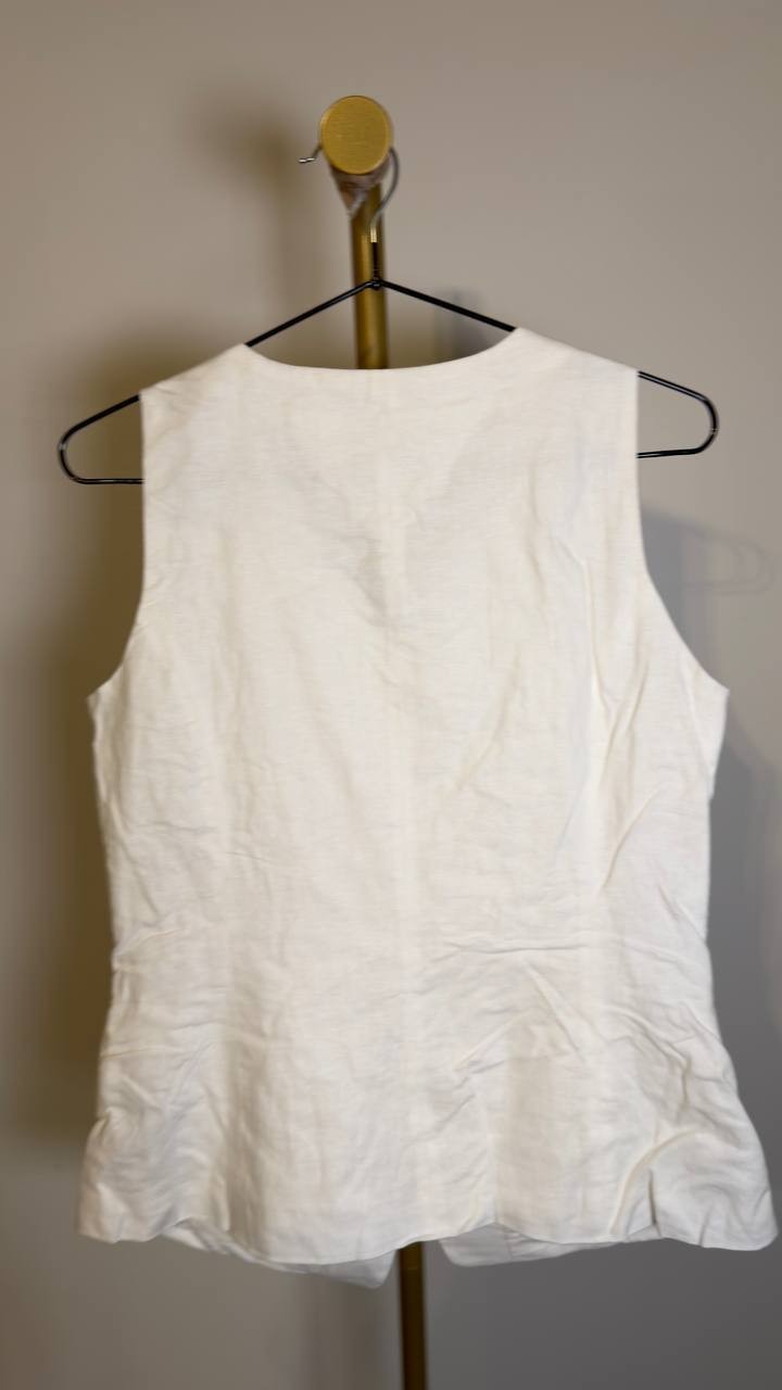 Tommy Hilfiger Women’s Slim Fit Linen‑Blend Vest Hibiscus 4 NWT $99.50
