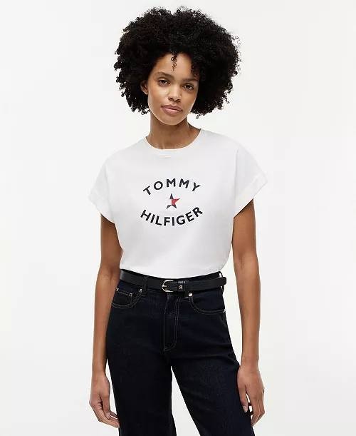 Tommy Hilfiger Women’s Short‑Sleeve T‑Shirt White SP NWT $84