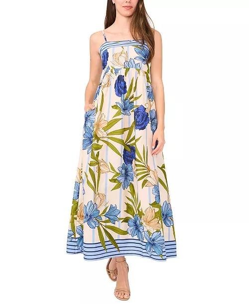 CeCe Square‑Neck Spaghetti‑Strap Maxi Dress – Size L – NWT – $119