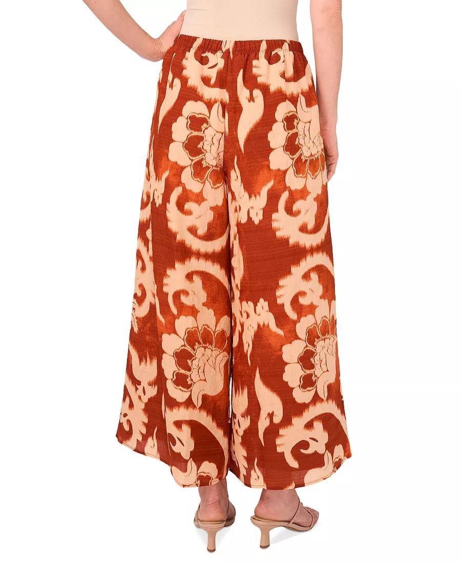 Sam & Jess Printed Wide‑Leg Cropped Pants Orange sizeL NWT Boho Chic msrp$56