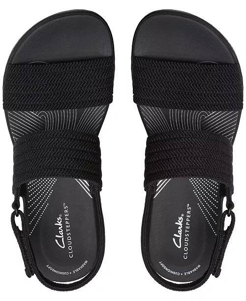 Clarks  Sandals  Black  Fabric  8M  New  $75
