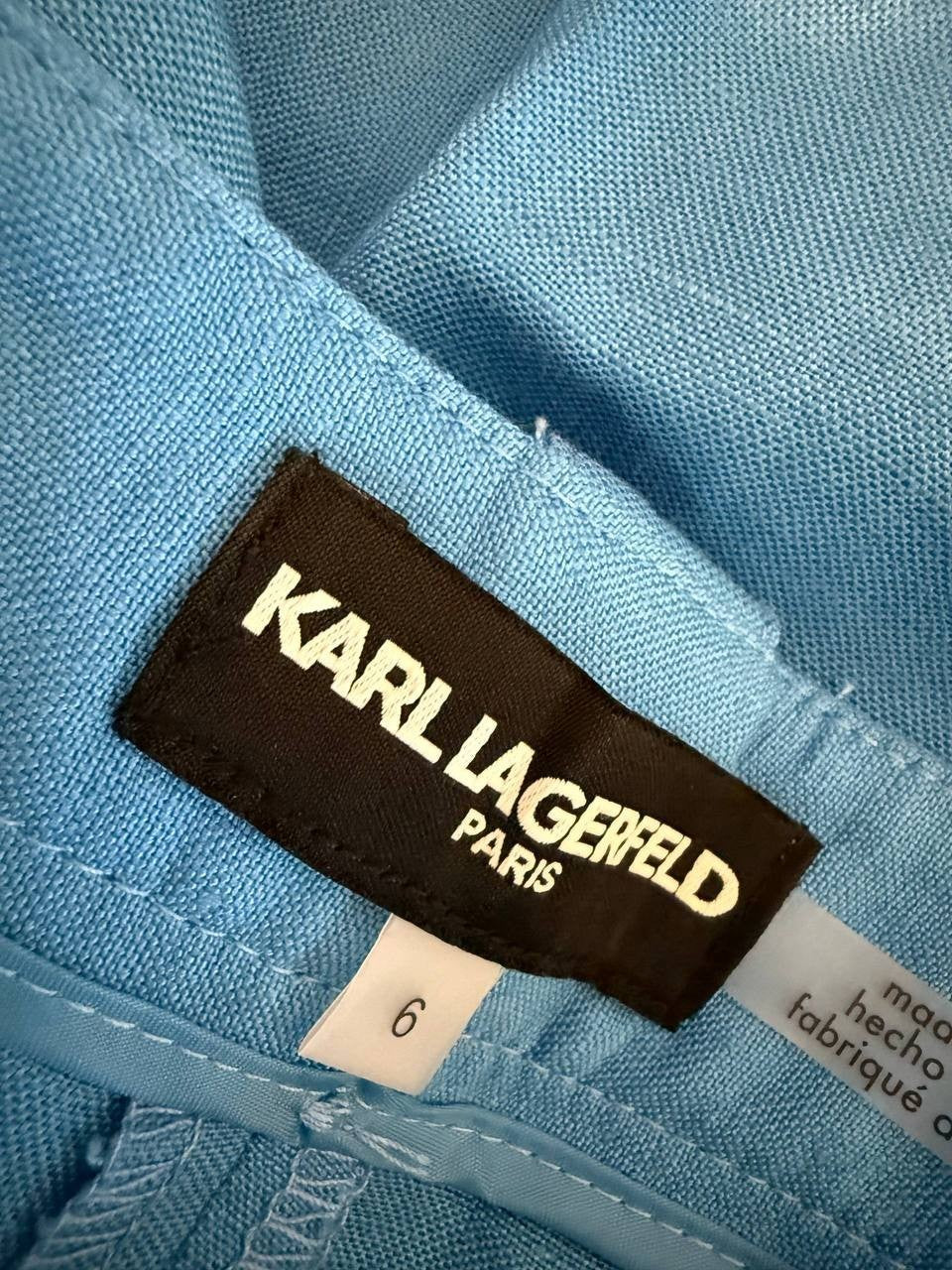Karl Lagerfeld Paris Linen‑Blend Straight‑Leg Cargo Pants – Size 6 – NWT