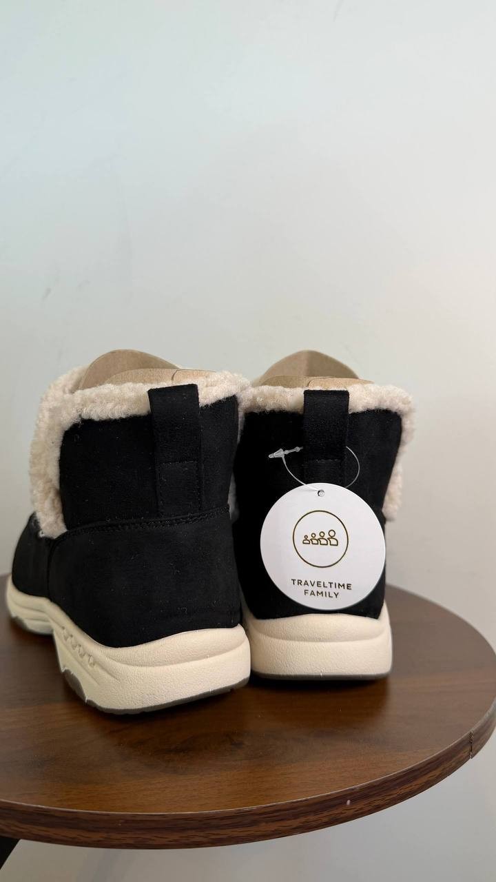 Easy Spirit Tuva Women’s Cozy Pull‑On Boots Black 8.5W Faux Suede $95 NWB