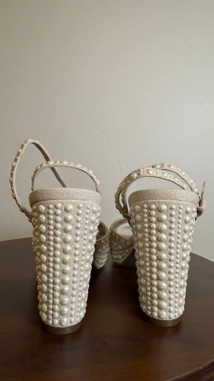 Anne Klein Dress Sandals 6M Bone Man-Made New in Box MSRP $119