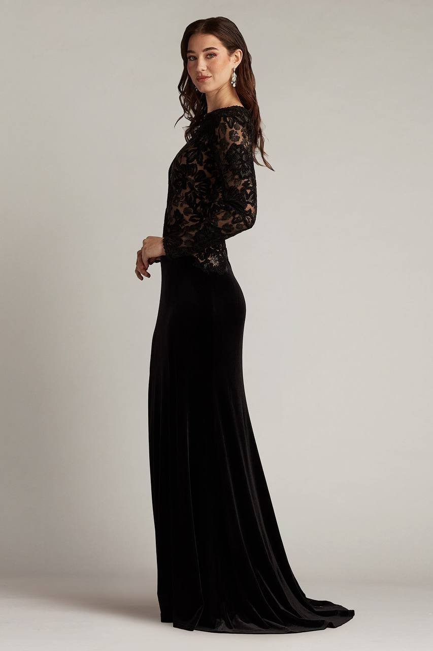 Tadashi Shoji Forena Embroidered Crepe Gown Black/Nude 14 NWT $478
