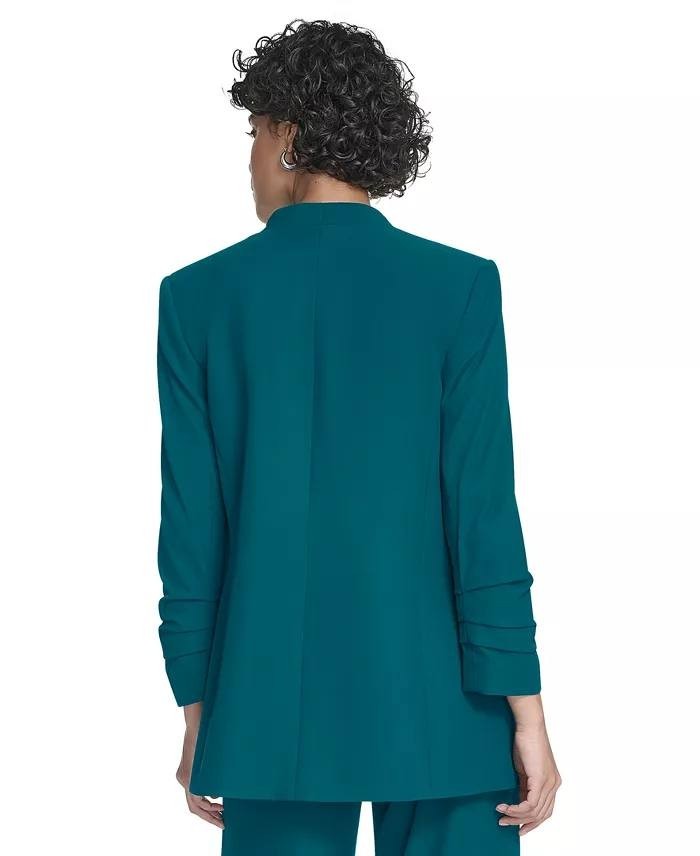 Calvin Klein Heavy Open‑Front Ruched‑Sleeve Blazer Cypress 8 NWT $149
