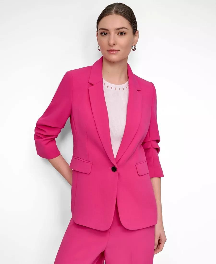 DKNY Ruched‑Sleeve Blazer – Petite – Size 4P – NWT – $159