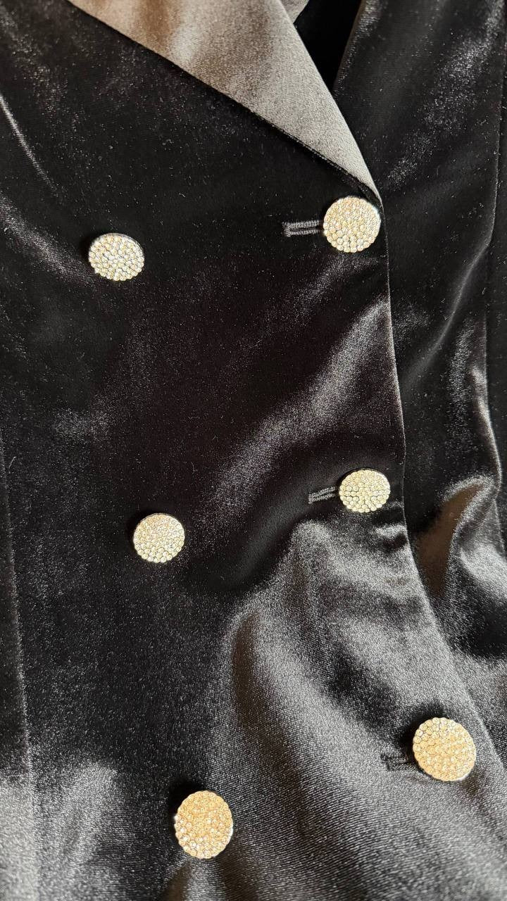 Karl Lagerfeld Paris Stretch Velvet Blazer Dress Black 8 $188 NWT