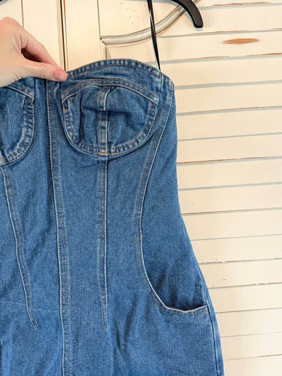 Another Mode Denim Strapless Dress Size M 100% Cotton –MSRP 265$