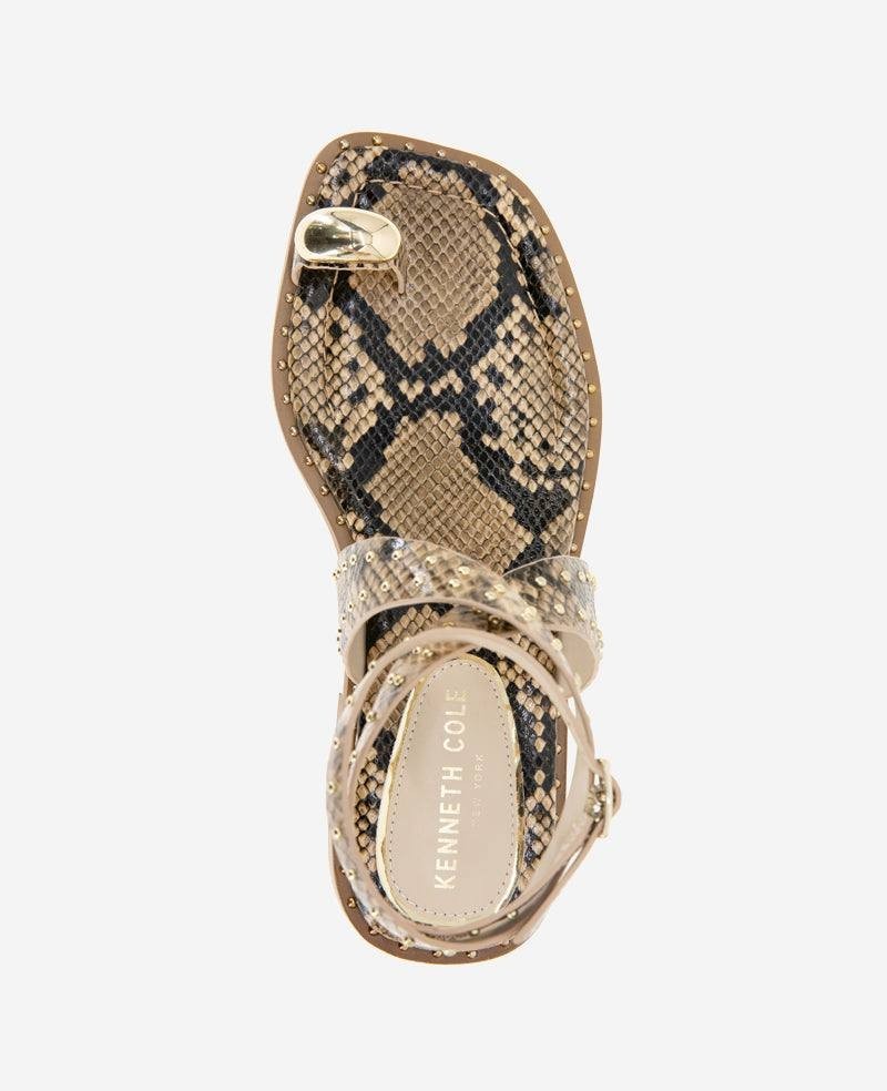 Kenneth Cole Raven Snake Print Studded Sandals 8M Leather Pre‑Owned w/ Box $129