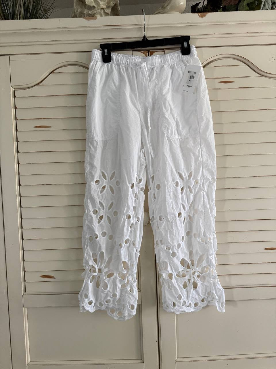 Splendid Emma Eyelet Cotton Pants White Size M - Relaxed Straight Fit