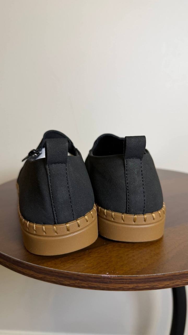 Easy Street Astoria Flats 7M Black Zip‑Up Comfort Stretch Round Toe NIB msrp$65