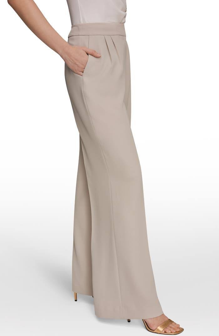 Donna Karan New York High-Waist Wide-Leg Pants Turin Beige 0 $139 NWT
