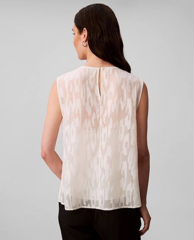 Calvin Klein Sleeveless Burnout Blouse White XL NWT $99